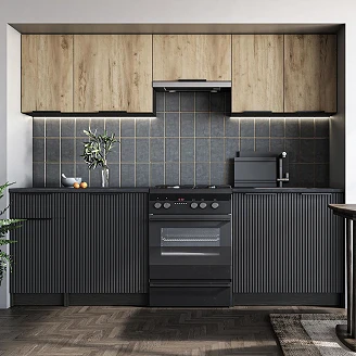 Kjøkken Mariefred Artisan Eik/Sort 240 cm med Benkeplate