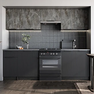 Kjøkken Cerina Grå/Sort 240 cm med Benkeplate