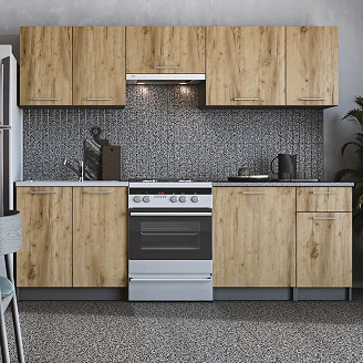 Kjøkken Vence Antrasitt/Craft Eik 240 cm med Benkeplate
