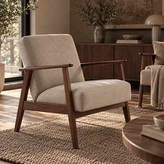 Lenestol Genox Beige, Mørk Valnøtt 77x65 cm