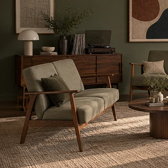 Sofa Genox Oliven, Mørk Valnøtt 77x120 cm
