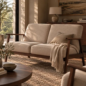 Sofa Genox Beige, Mørk Valnøtt 77x120 cm