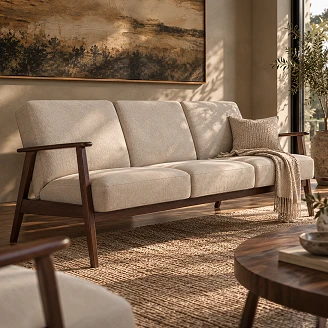 Sofa Genox Beige, Mørk Valnøtt 77x175 cm
