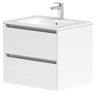 Servantskap Norrvi Hvit Matt 60 cm med Handfat Hvit Blank