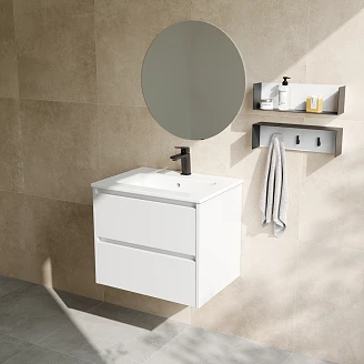 Servantskap Norrvi Hvit Matt 60 cm med Handfat Hvit Blank