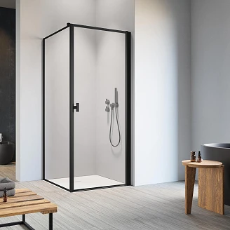 Radaway Dusjhjørne Nes Svingbar 1 Dør 90x90 cm Svart Matt Høyre