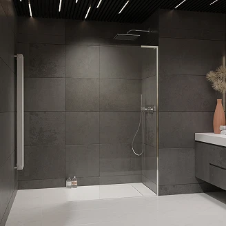 Radaway Dusjvegg Modo Walk-in 80 cm Blank Krom Høyre