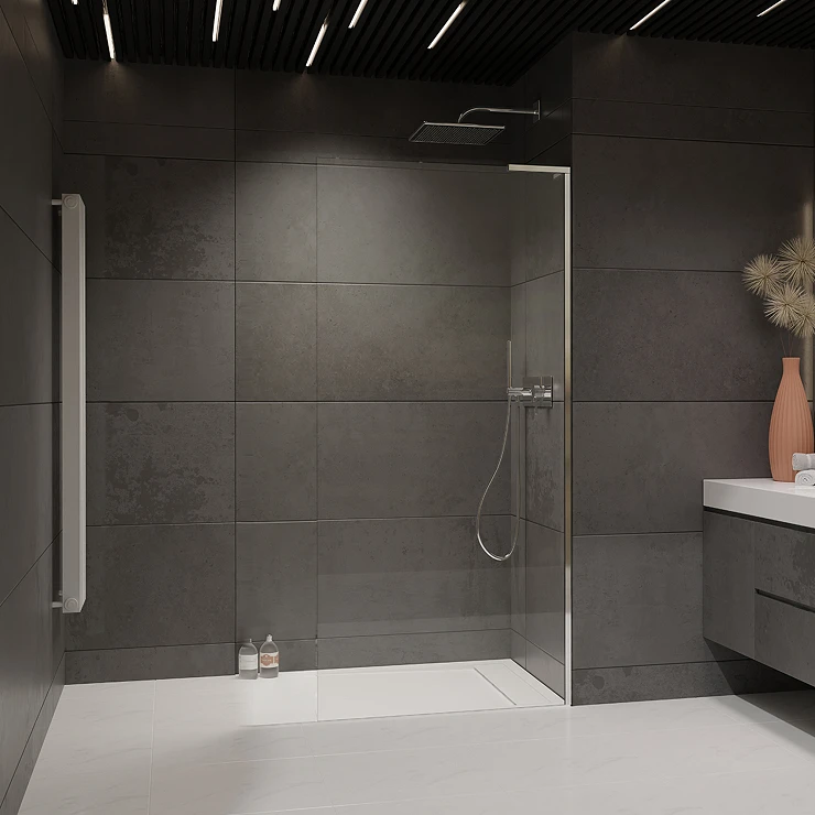 Radaway Dusjvegg Modo Walk-in 95 cm Blank Krom Høyre