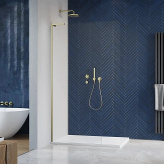 Radaway Dusjvegg Modo Walk-in 90 cm Børstet Gull Matt Venstre