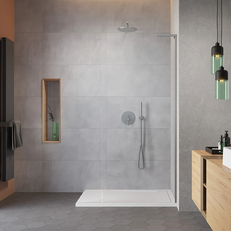 Radaway Dusjvegg Modo Walk-in 90 cm Børstet Nickel Matt Høyre