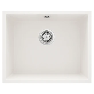 OUTLET Granitt Kjøkkenvask Corda Hvit Matt 54x44 cm med Vannlås
