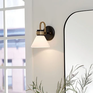 Kichler Vegglampe Farum Svart, Champagnebrons
