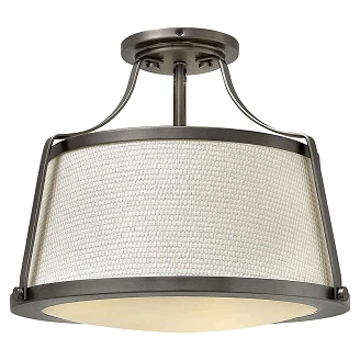 Hinkley Taklampe Trio Charlotte Beta Antik Nikkel, Linneskjerm