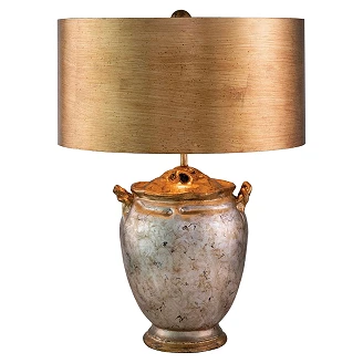Flambeau Bordlampe Jackson Beta Antikiserat Sølv, Gullblad