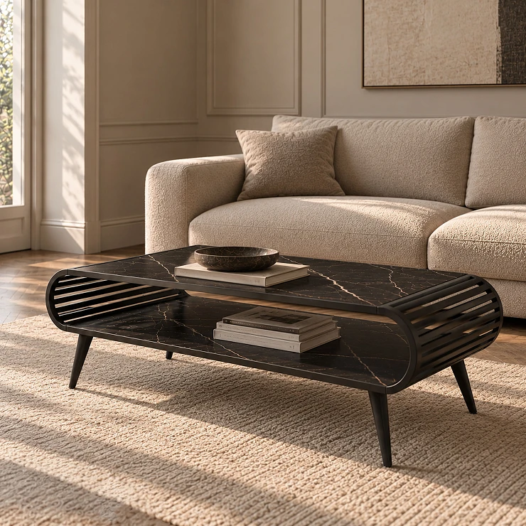 Sofabord Yukon Sort Grigia Pietra 120 cm