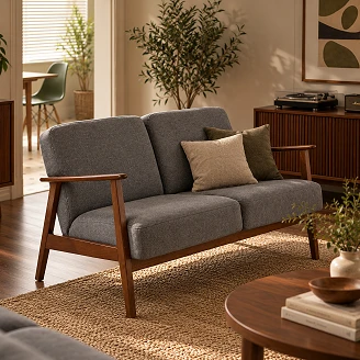 Sofa Genox Grå, Mørk Valnøtt 77x120 cm