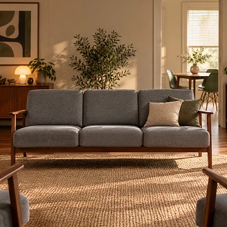 Sofa Genox Grå, Mørk Valnøtt 77x175 cm