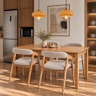 Spisegruppe med Bord Håndverkseik 100x60 cm & 4 Stoler Naturlig Eik Ivex