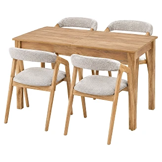 Spisegruppe med Bord Håndverkseik 100x60 cm & 4 Stoler Naturlig Eik Ivex