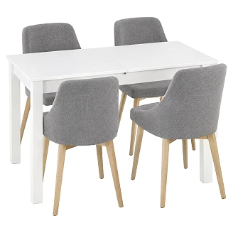 Spisegruppe med Bord Hvit 100x60 cm & 4 Stoler Grå, Sonoma Eik Ivex