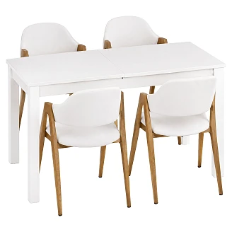 Spisegruppe med Bord Hvit 100x60 cm & 4 Hvite Stoler Ivex
