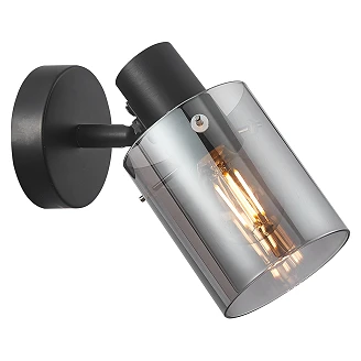 Vegglampe Lunessa Ned Røyk, Svart Blank