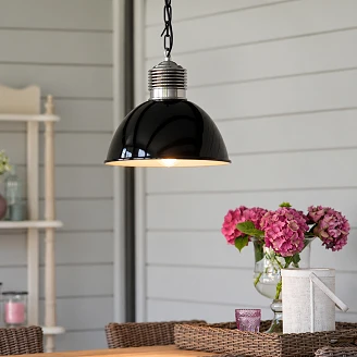 KS Verlichting Pendellampe Loft Høyglans Svart Ø33 cm