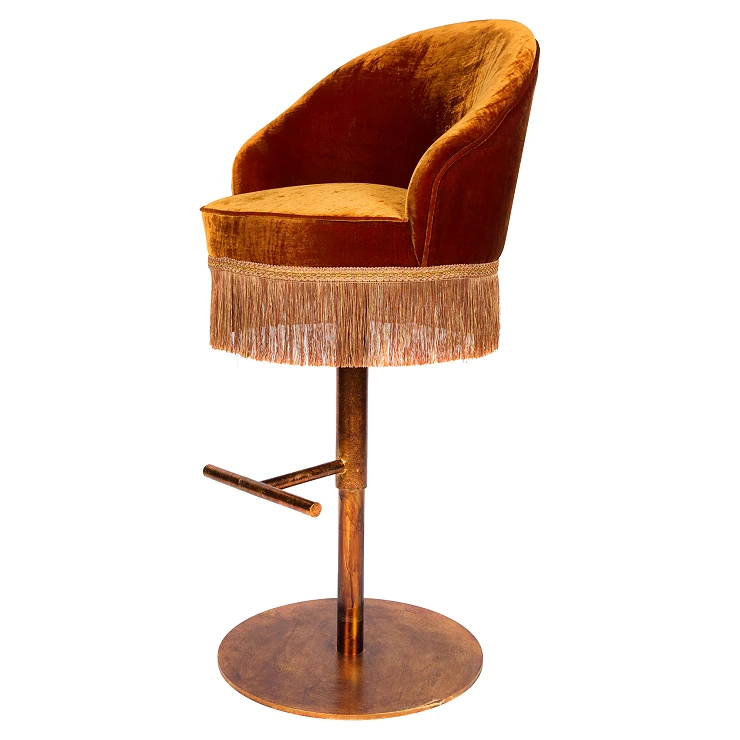 Barstol Carmine Orange, Guld Silkesvelour