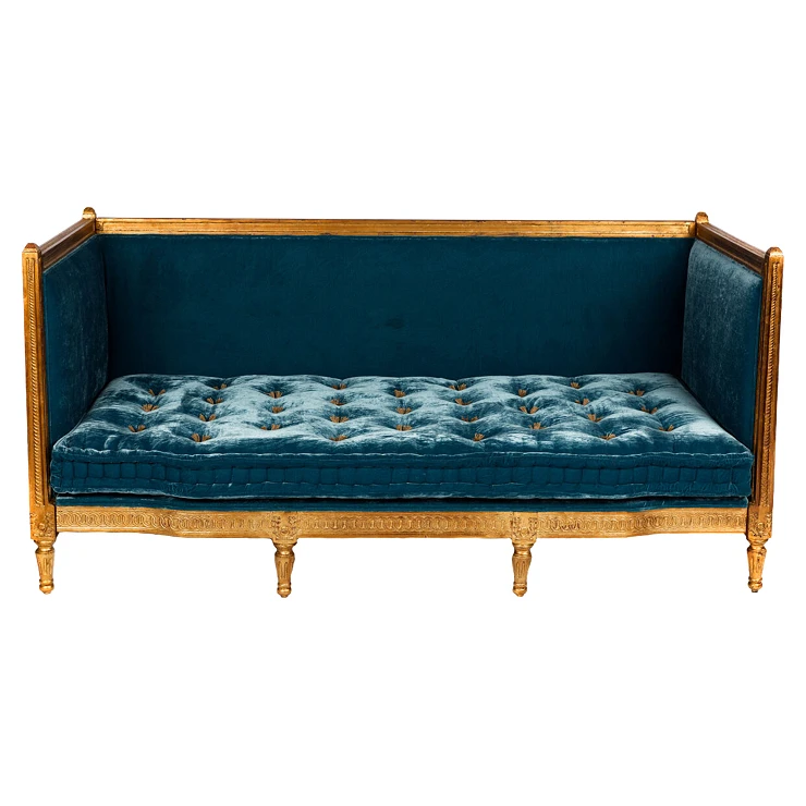 Soffa Colette Blå Silkesvelour