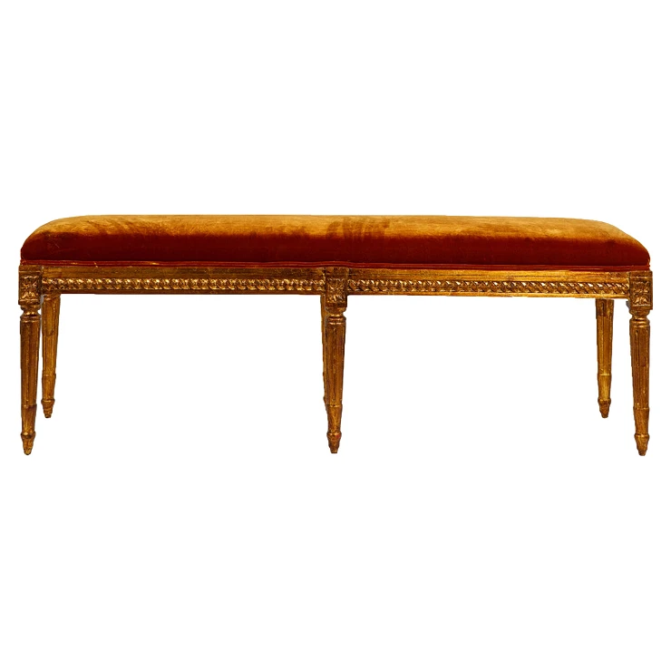 Matbänk Orbis Orange, Guld Silkesvelour