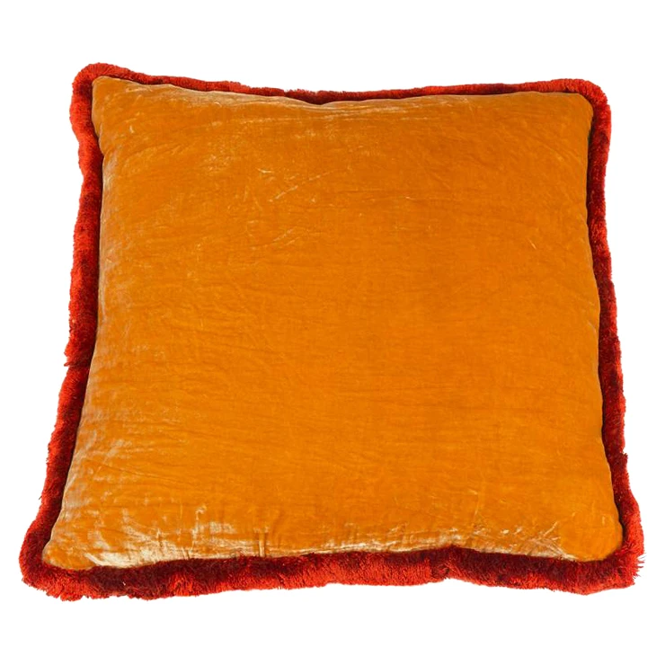Kudde Solara Guld, Röd Silkesvelour 50x50 cm