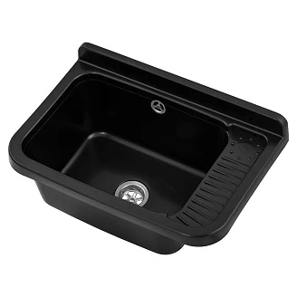 Utslagsvask Dieppe Svart Matt 37x27 cm med Vannlås