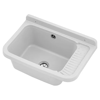 Utslagsvask Dieppe Hvit Matt 37x27 cm med Vannlås