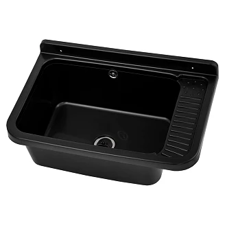 Utslagsvask Potes Svart Matt 58x38 cm med Vannlås